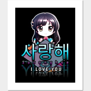 Saranghae - I Love You - Korean Quote Posters and Art